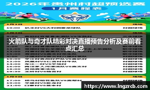 火箭队与奇才队精彩对决直播预告分析及赛前看点汇总